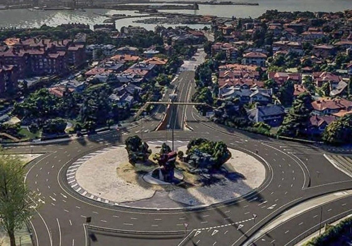 El enlace en esta recreación se hace en la margen derecha por la actual rotonda de Artaza  en Leioa-Getxo con entrada en este lugar