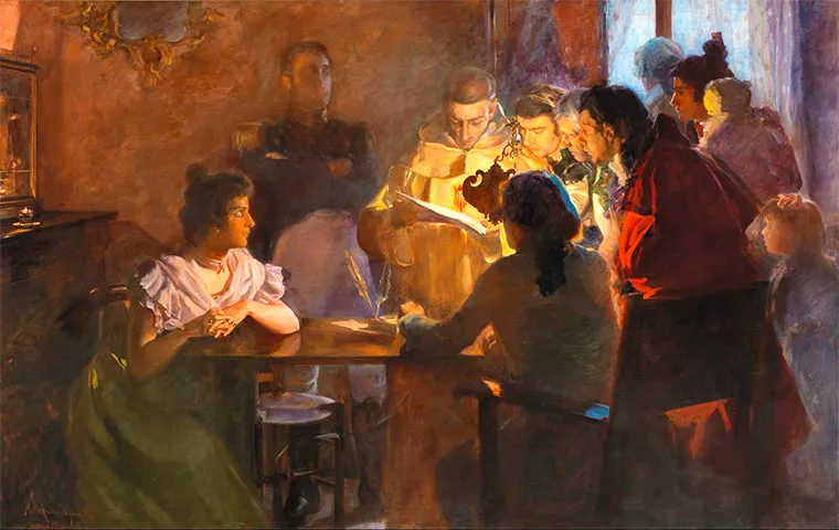 “Víspera del Dos de Mayo". Miguel Hernández Nájera. Museo del Prado. Procedente de incautaciones. Solo quince