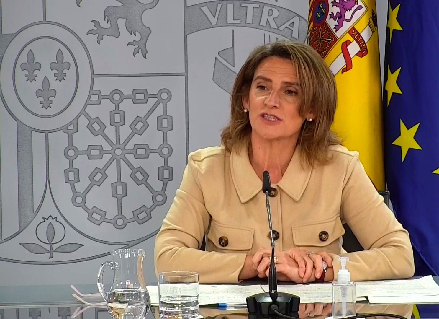 Teresa Ribera hoy tras el Consejo de Ministros.