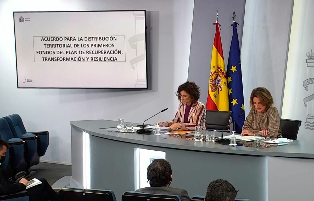 Momento de la rueda de prensa tras el Consejo de Ministros.