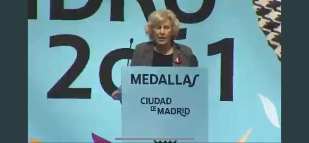 Manuela Carmena, en su intervención al recoger la medalla de Madrid.