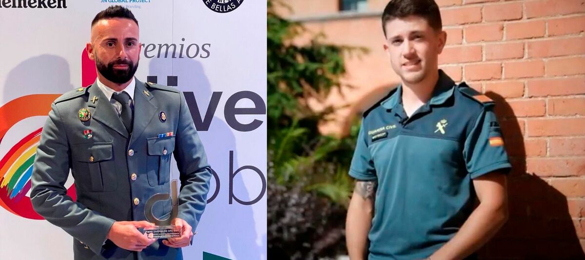 José Pedro se presenta al Certamen Miss Gay Pride España (izq). Izan entró a la Guardia Civil como Mujer (derecha