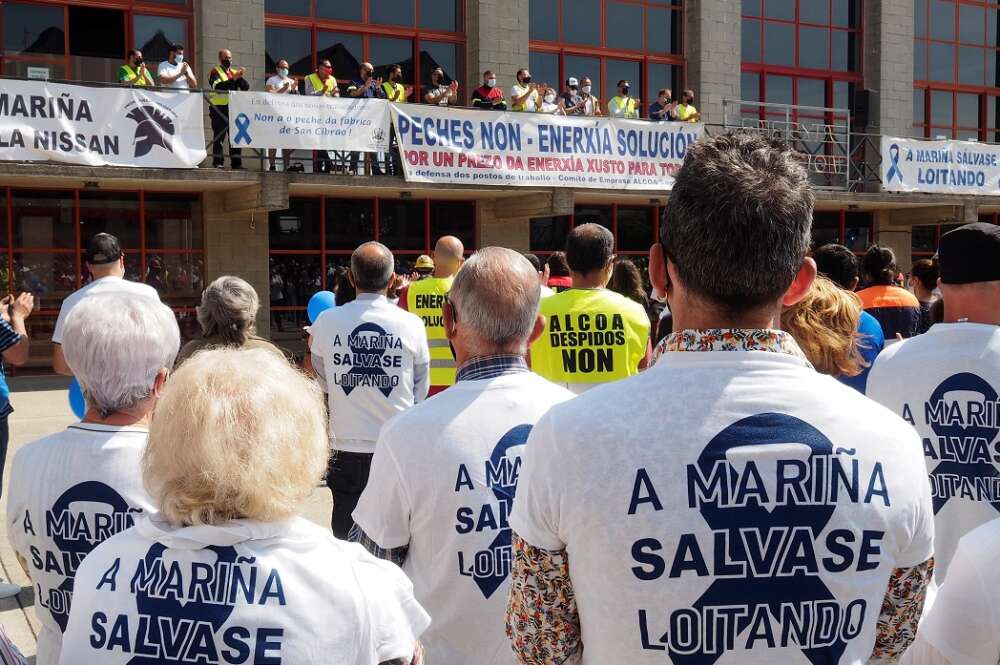 Protesta de los trabajadores de Alcoa en contra del ERE