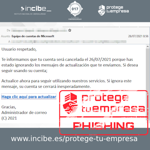 Oleada de correos fraudulentos para intentar robar contraseñas de acceso a Microsoft