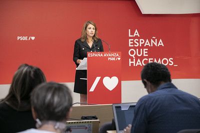 Adriana Lastra en Ferraz, tras ser destituida como portavoz del PSOE en el Congreso