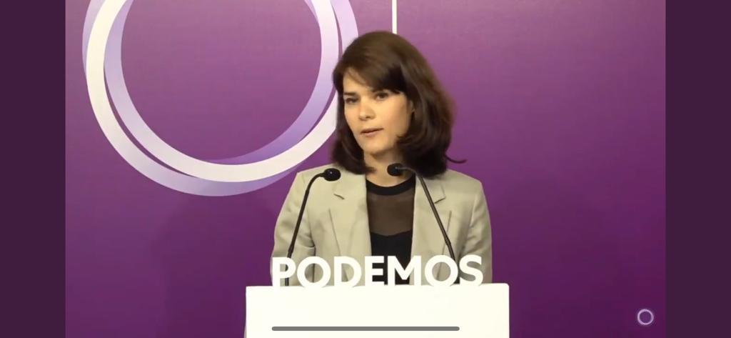 Isa Serra, portavoz de Podemos, al anunciar que pedirán la dimisión de la presidenta del Congreso.