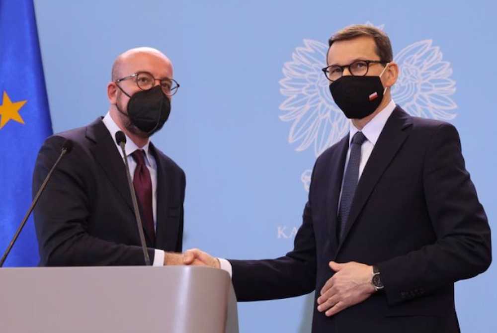 Morawiecki, primer ministro de Polonia, recibe a Charles Michel