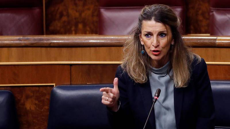 Yolanda Díaz durante una intervención en el Congreso de los Diputados.