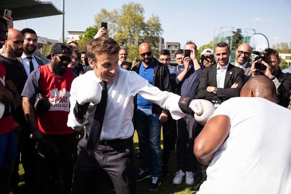 Macron en un acto de campaña.