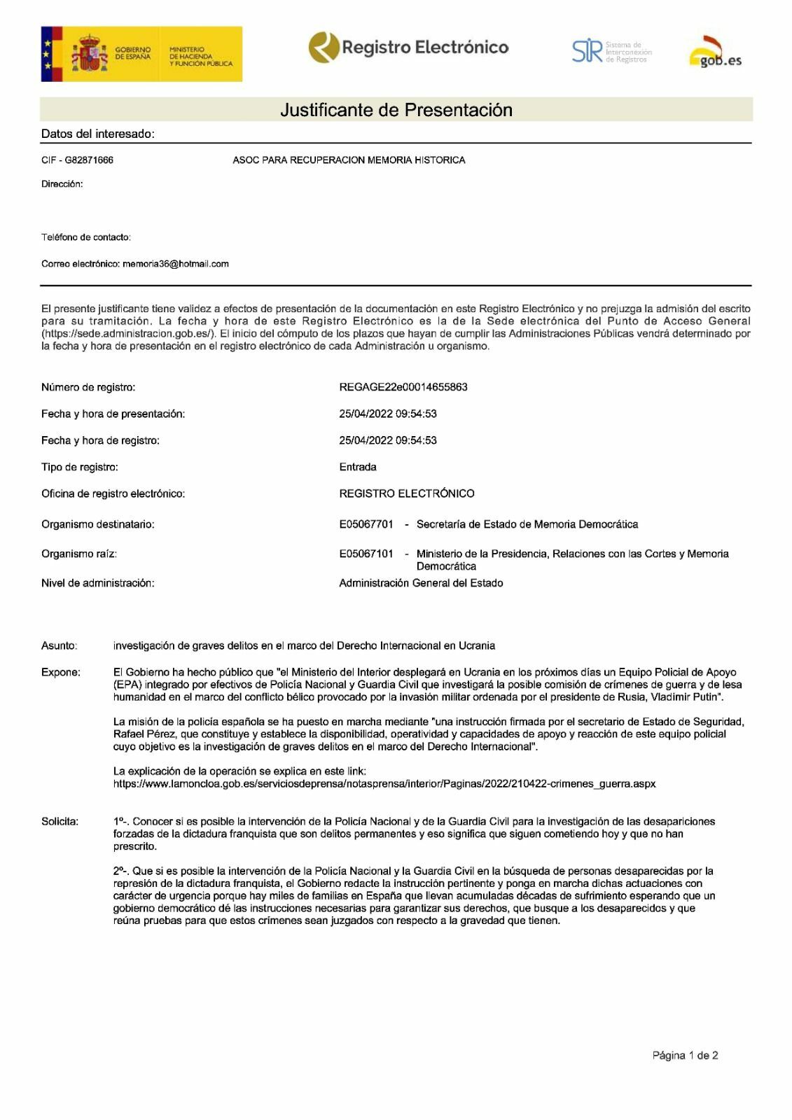 Piden al Gobierno que policía como la que manda a Ucrania investigue las fosas del franquismo en España