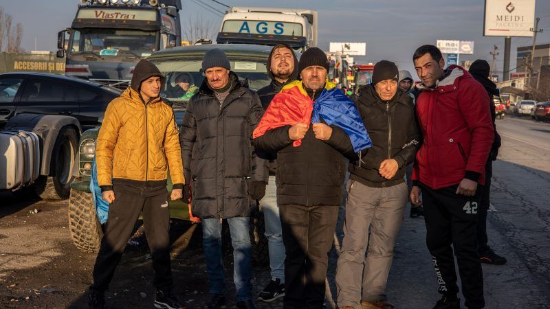 protesta agricultores y camioneros de Rumanía