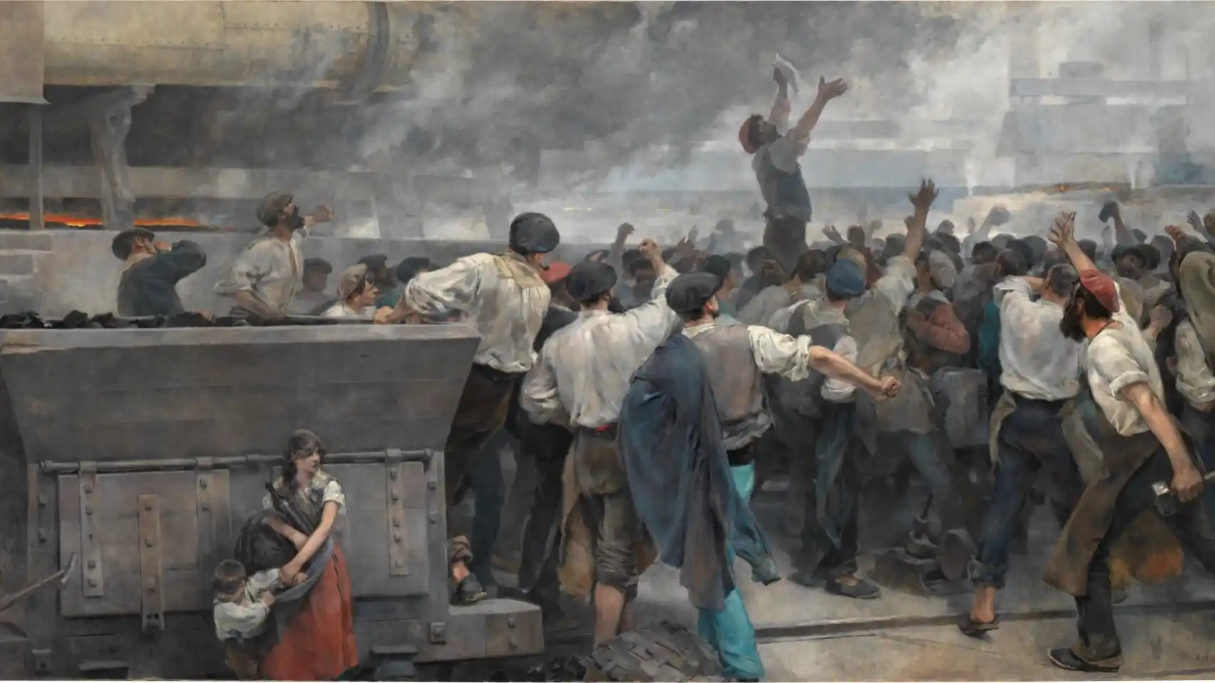 Una huelga de obreros en Vizcaya, de Vicente Cutanda (1892).