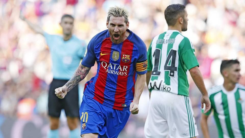 Messi primer partido liga 2017 contra Betis