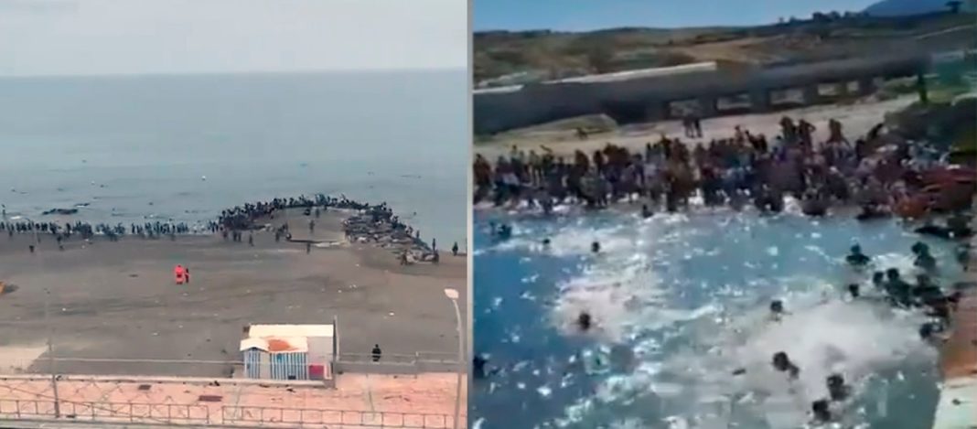 Imagen del éxodo de migrantes a Ceuta.