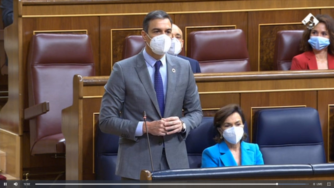 Pedro Sánchez en la sesión de control en el Congreso