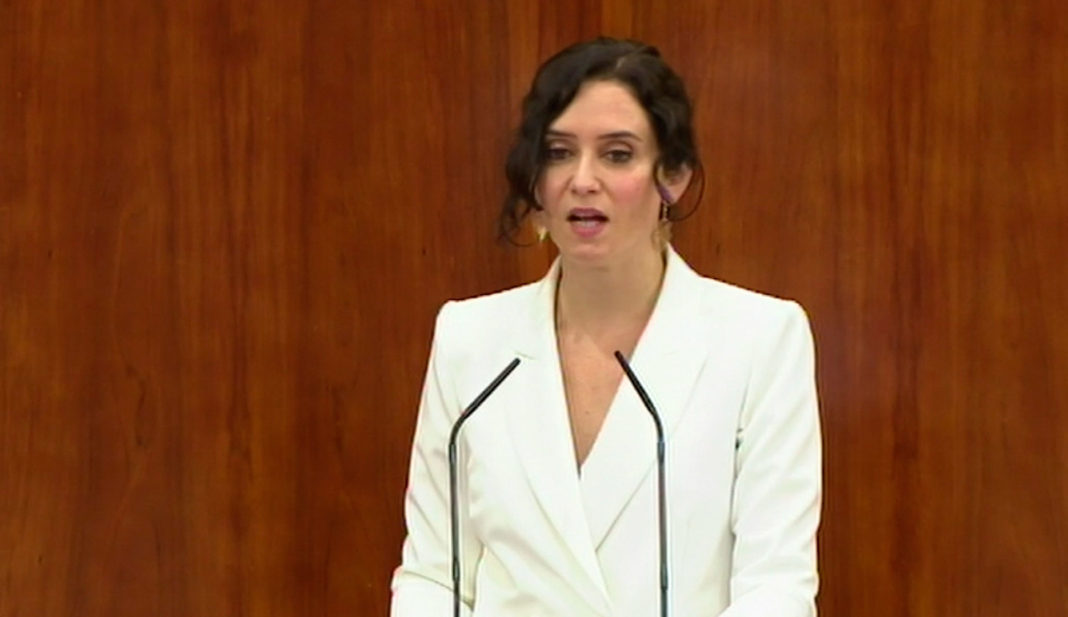 Isabel Díaz Ayuso, candidata a la presidencia de la Comunidad de Madrid en la sesión de investidura.