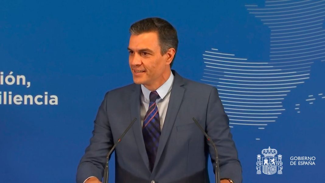Pedro Sánchez, ayer en el acto en el que Europa aprobaba los planes de Recuperación para España