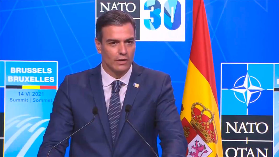 Rueda de prensa de Pedro Sánchez durante la 30 Cumbre de la OTAN en Bruselas