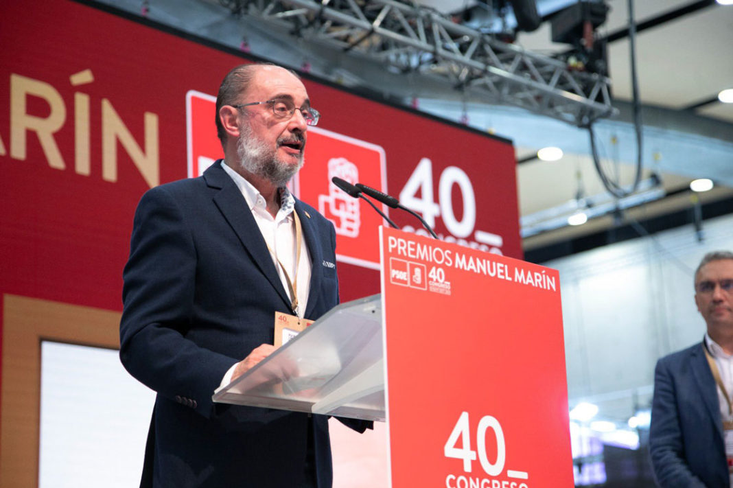 Javier Lambán, presidente de Aragón en la entrega de los premios Manuel Marín