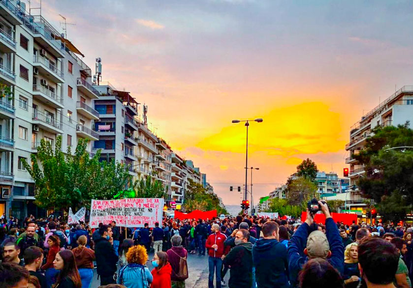 Manifestación antifascista en Atenas, Grecia
