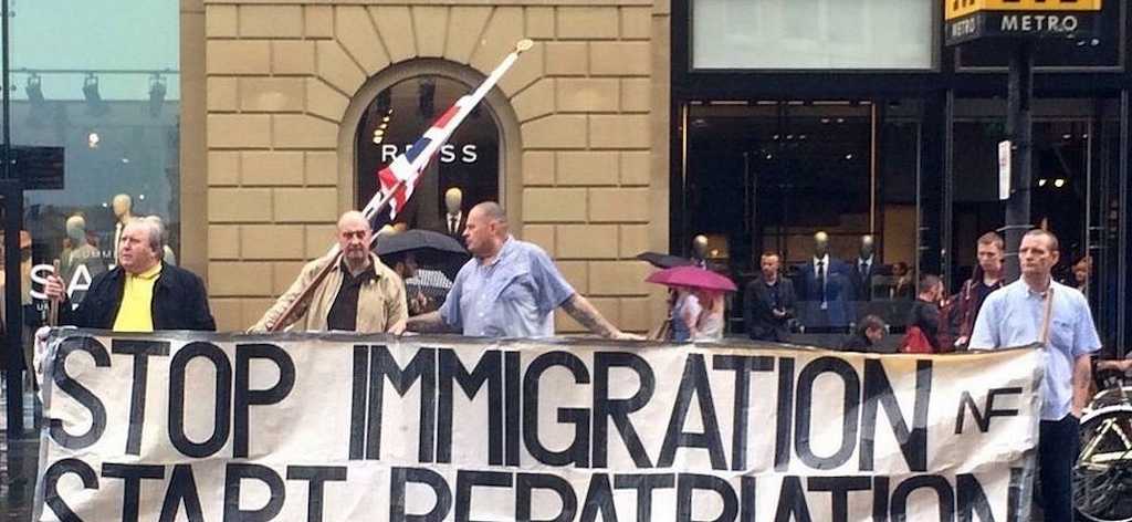 Una manifestación xenófoba en Reino Unido.
