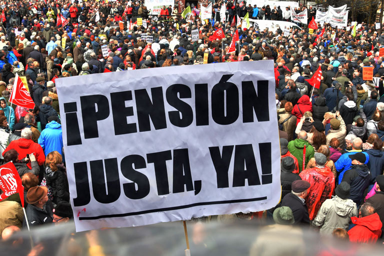 Manifestación por el blindaje de las peniones y contra la reforma de 2011 del Gobierno de Rajoy de 2018, foto Agustín Millán