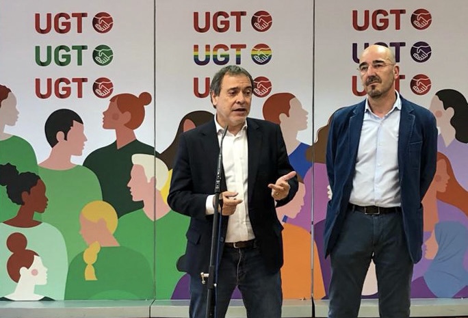 El Vicesecretario General de Política Sindical de UGT, Mariano Hoya, y el Secretario Confederal, Fernando Luján,