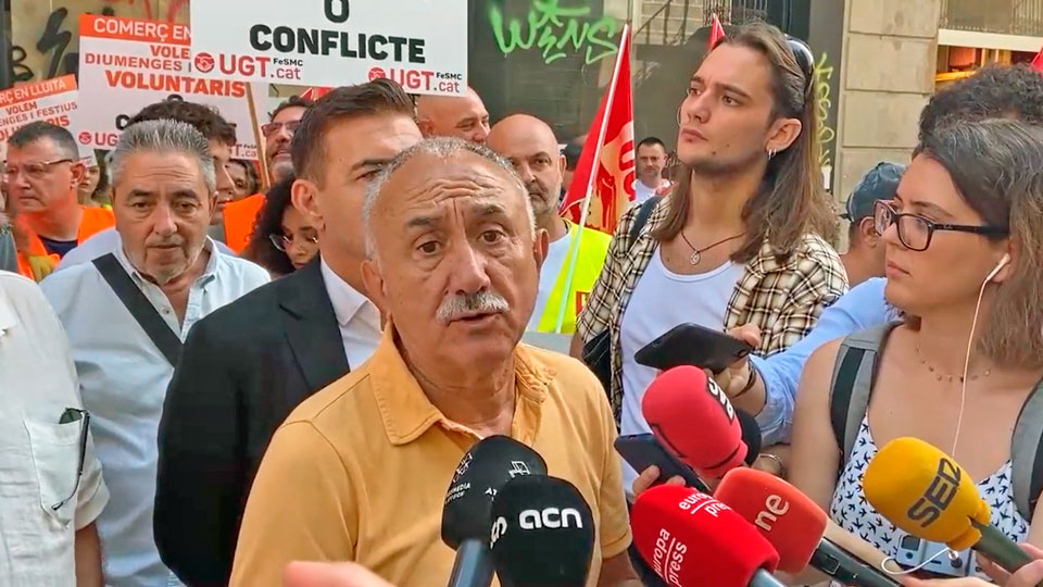 El secretario general de UGT, Pepe Álvarez, ha participado en la manifestación organizada por el sindicato en Barcelona