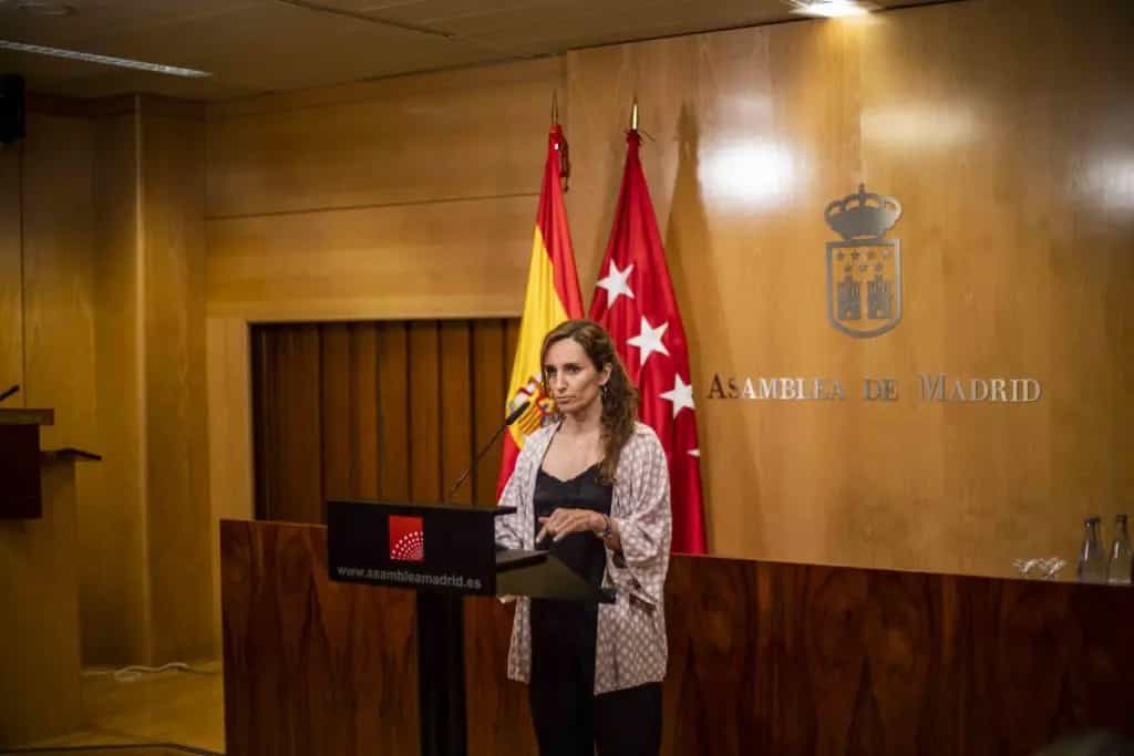Mónica García en una comparecencia en el Ayuntamiento de Madrid.