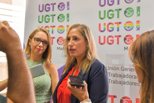 Marina Prieto, secretaria general de UGT Madrud con la portavoz de Unidas Podemos, Carolina Alonso, foto Agustín Millán