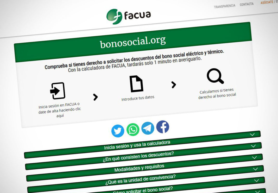 FACUA lanza bonosocial.org, una calculadora para averiguar si puedes pedir los descuentos en luz y gas