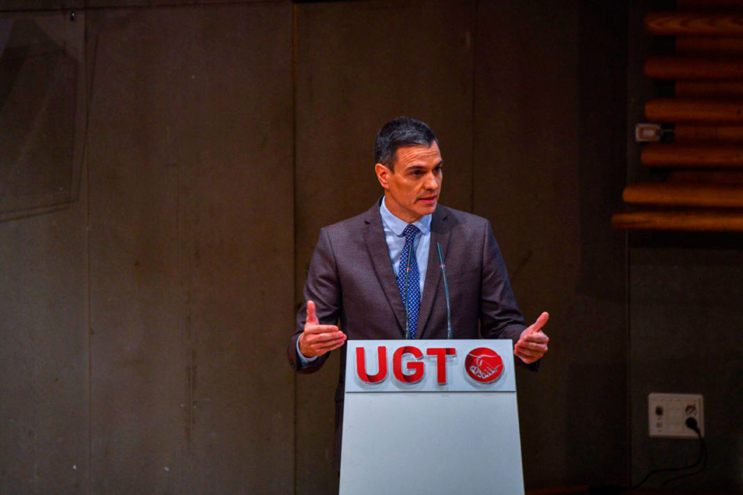 Pedro Sánchez., presidente del Gobierno en UGT, foto Agustín Millán
