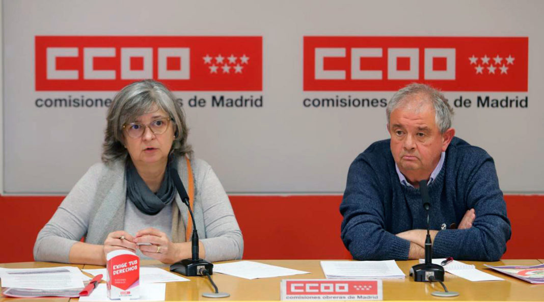 La secretaria general de CCOO-Madrid, López y el secretario de Acción Sindical, Miguel Ángel Ruiz, foto CCOO Madrid