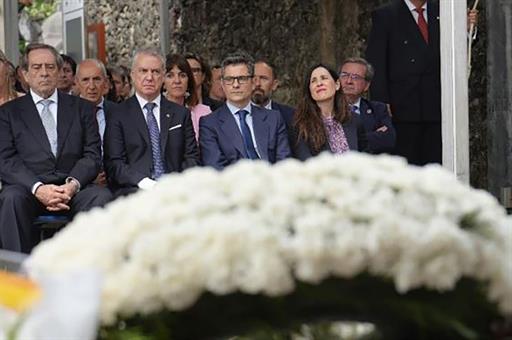 El ministro de la Presidencia, Félix Bolaños, durante el acto del 86º aniversario del bombardeo de Gernika