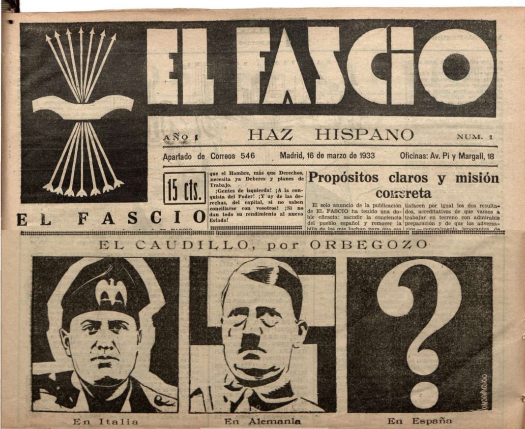 Publicación El Fascio, donde en 1933 los fascistas españoles están reclamando un Führer o un Duce para España