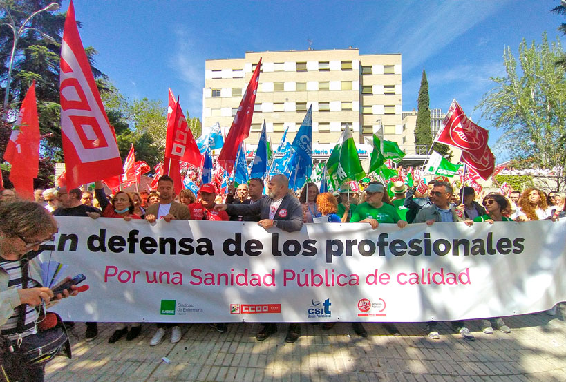Concentración sindical en el hospital Gregorio Marañón, foto CCOO Sanidad Madrid