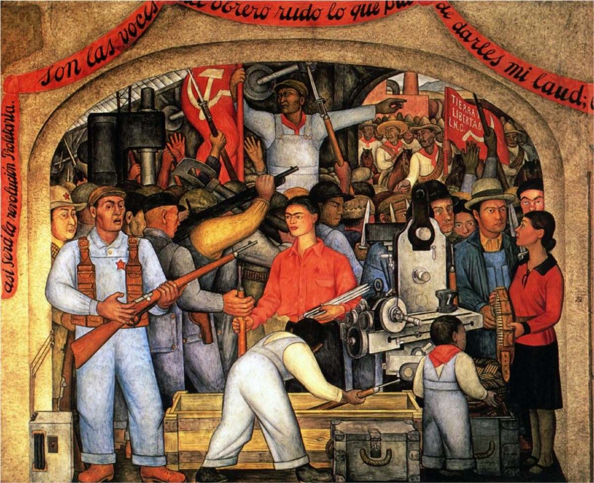 Detalle del mural hecho por Diego Rivera en el Palacio de Educación Pública en la Ciudad de México