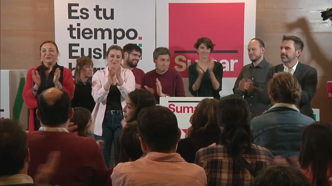 La candidata de Sumar a lehendakari, Alba García, ofrece declaraciones tras los resultados electorales