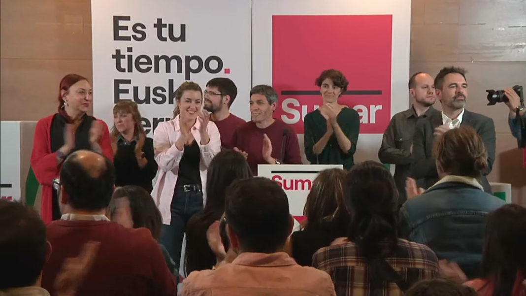 La candidata de Sumar a lehendakari, Alba García, ofrece declaraciones tras los resultados electorales