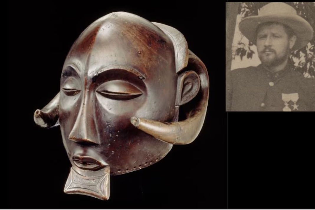 La máscara robada en 1896 a Luulu por Oscar Michaux (recuadro) es una 