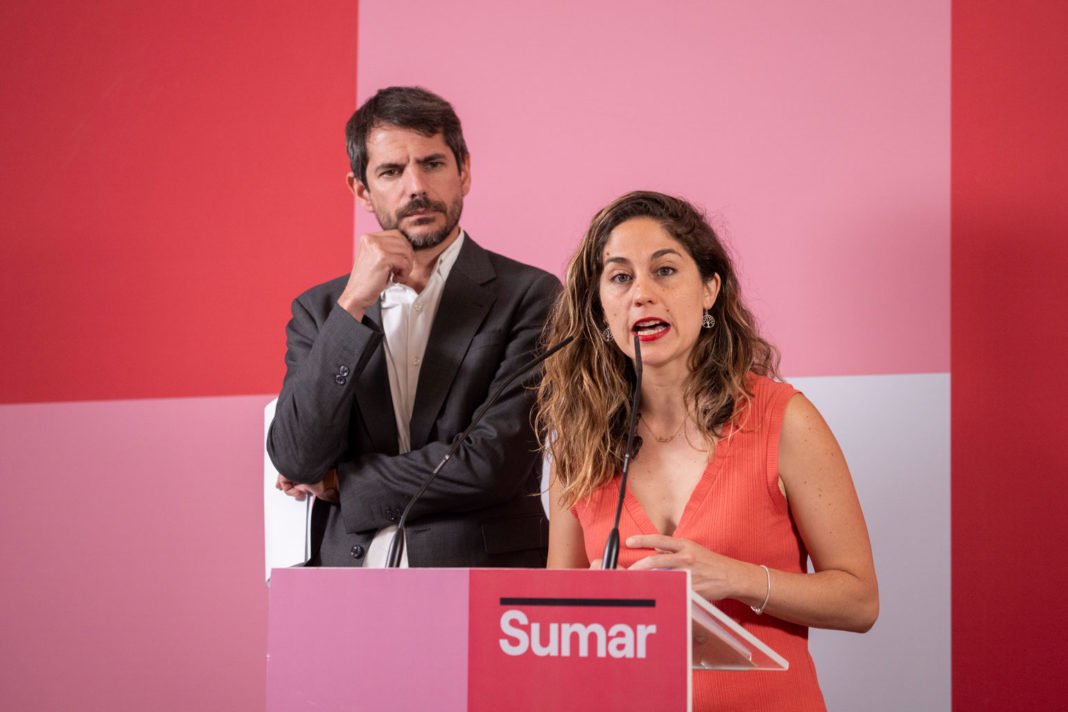 Rueda de prensa del portavoz de Sumar, Ernest Urtasun y la secretaria de Organización de Sumar, Lara Hernández,